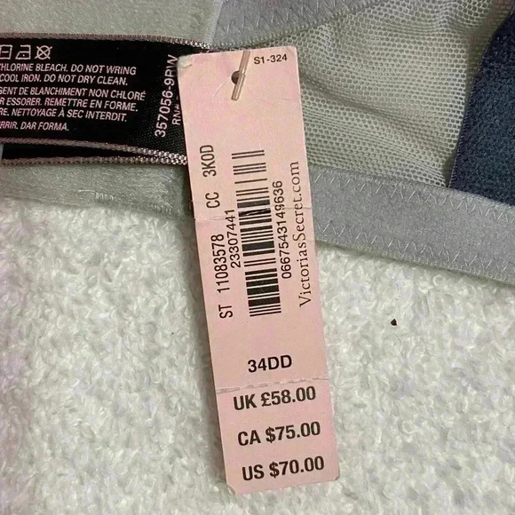 Victoria’s Secret Very Sexy Bra 34DD Grey Lace Push-Up Padded Embellished NWT - Picture 4 of 7